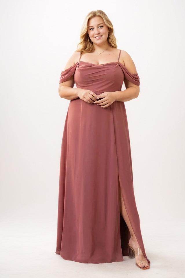 A-Line Maxi Chiffon Bridesmaid Dress CB0743 - COCOMELODY